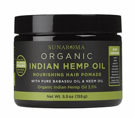 Sunaroma Organic Indian Hemp Oil Nourishing Hair Pomade with Pure Babassu Oil & Neem Oil 5.5oz