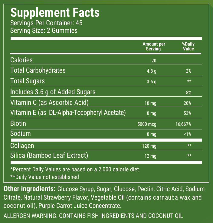 Hair & Skin Gummy Vitamin- 90 Gummies