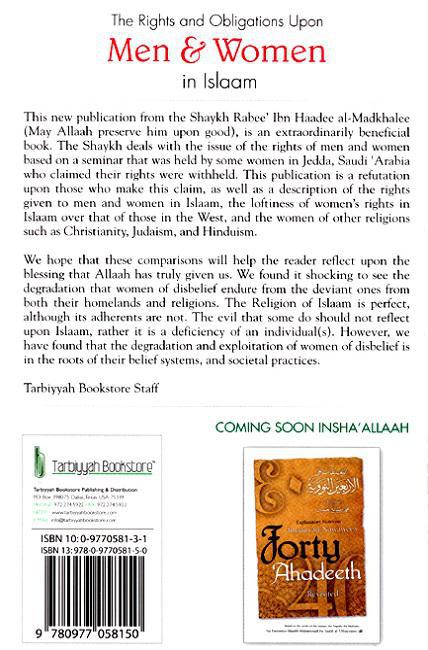 The Rights And Obligations Upon Men & Women in Islaam