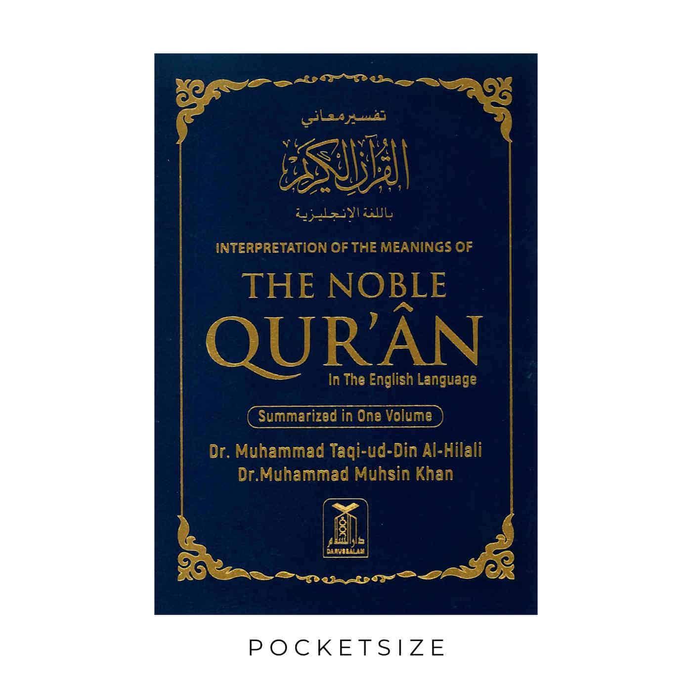 Interpretation Of The Meanings Of The Noble Qur'an In The English Language (Pocket Size)