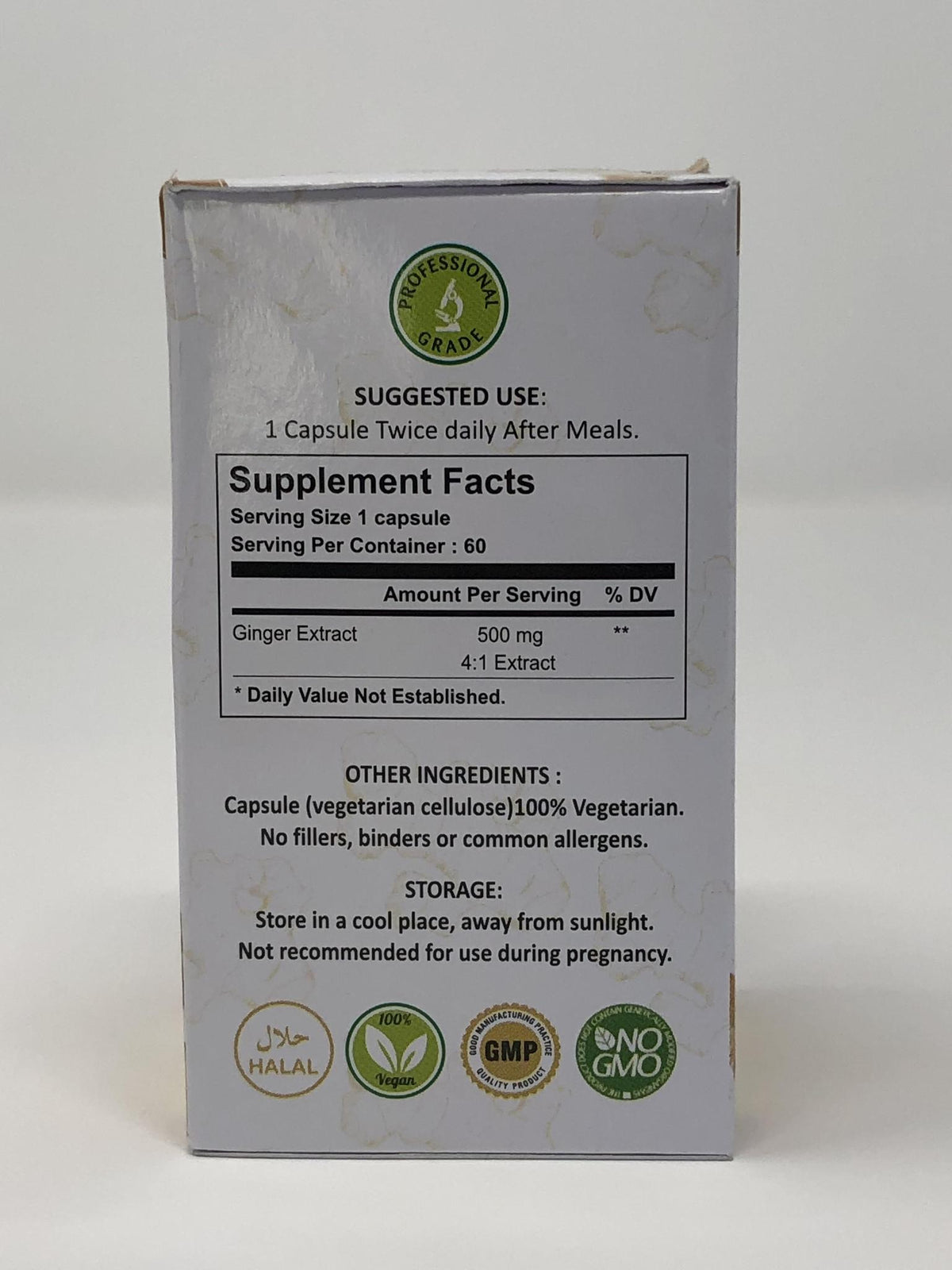 Ginger Premium Extract Capsules 500 MG - 60 Vege Capsules