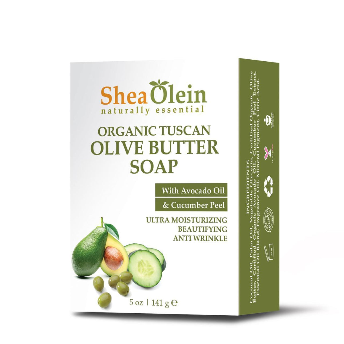 Organic Tuscan Olive Butter Soap with Avocado Oil &amp; Cucumber Peel 5oz