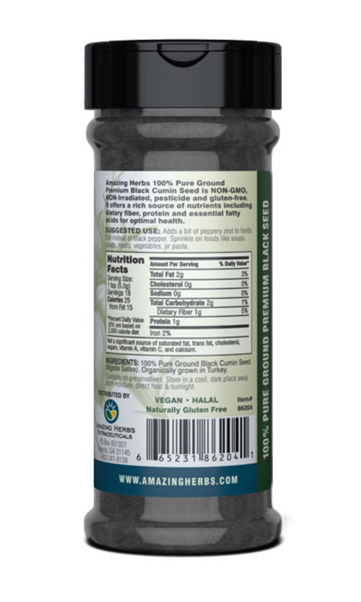 Black Seed 100% Pure Ground Premium Black Cumin Seed 4oz