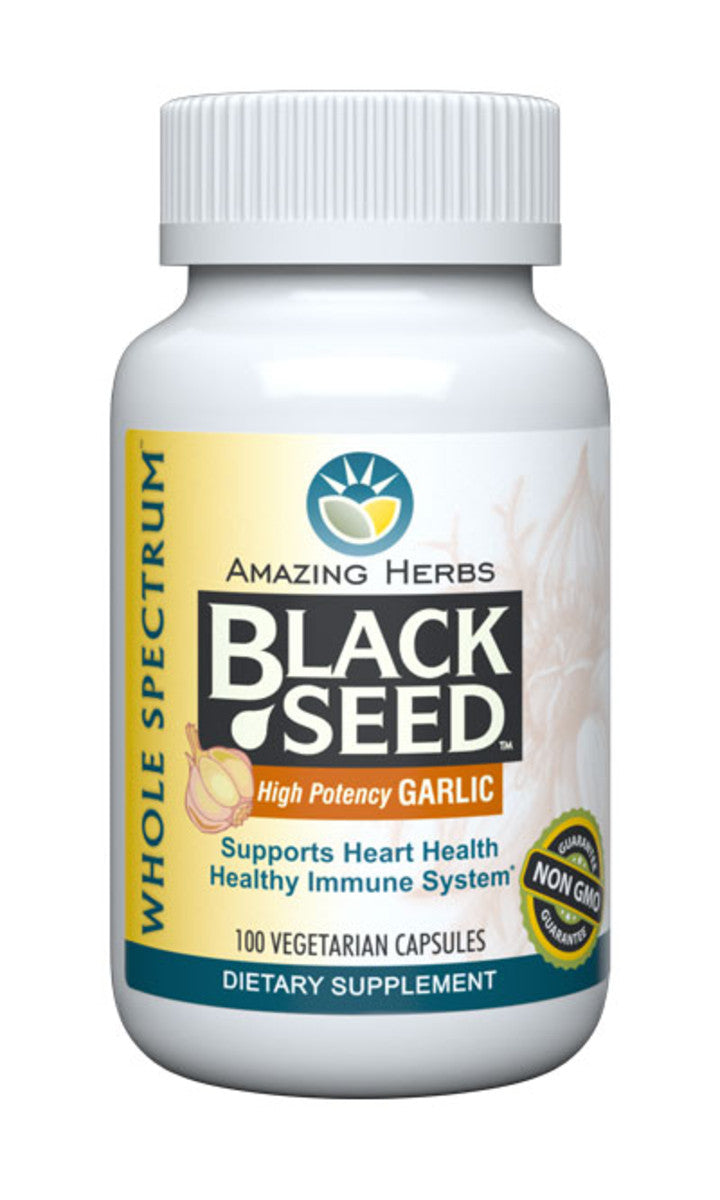 Whole Spectrum Black Seed With HIGH POTENCY GARLIC (100 Vegetarian Capsules)