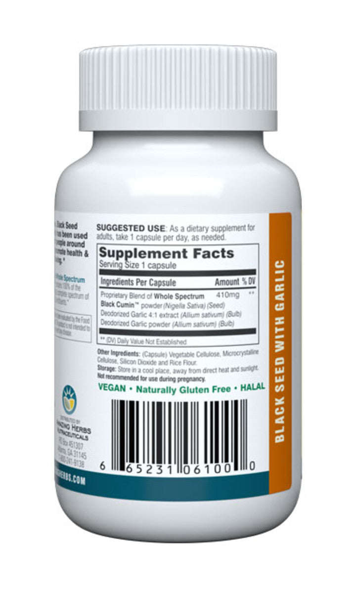 Whole Spectrum Black Seed With HIGH POTENCY GARLIC (100 Vegetarian Capsules)