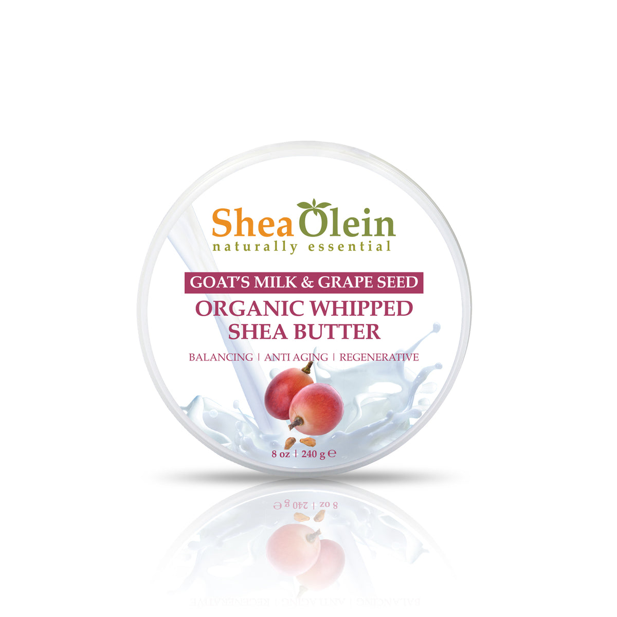 Goat&#39;s Milk &amp; Grape Seed Organic Whipped Shea Butter 8oz