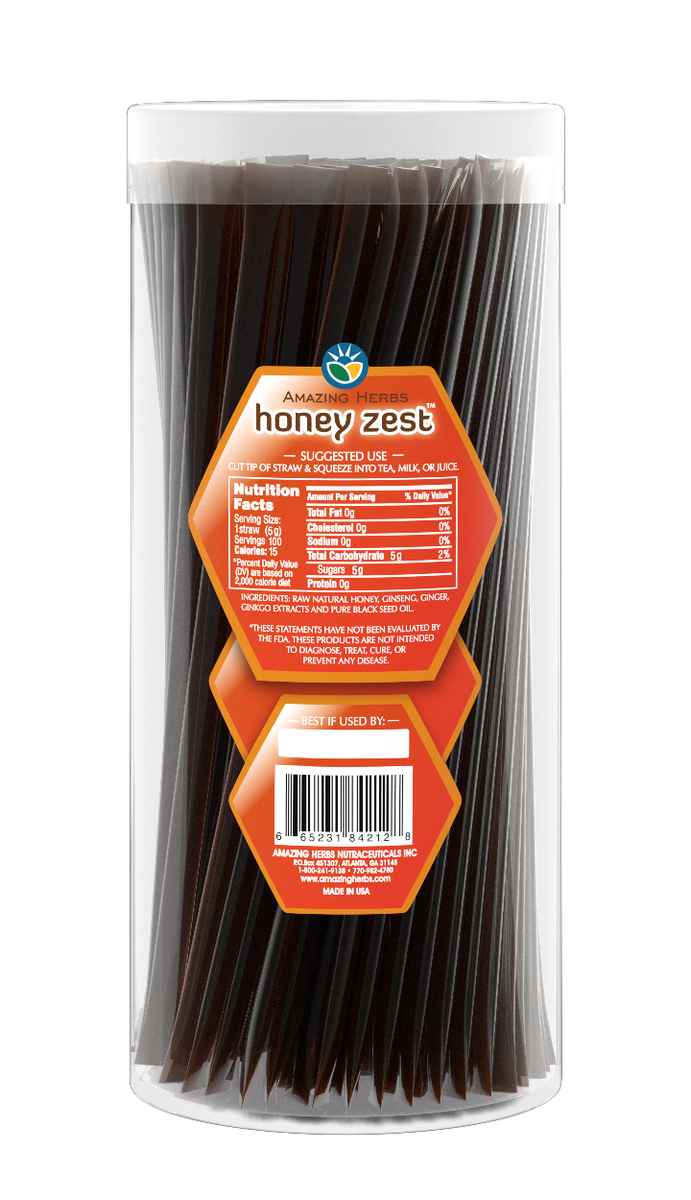 HoneyZest Energizing Blend Straws 100ct Jar