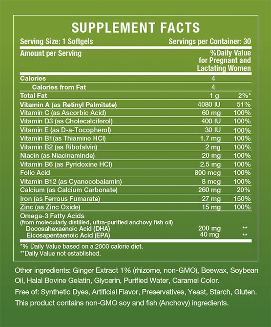 Prenatal DHA + Ginger - 30 SoftGels