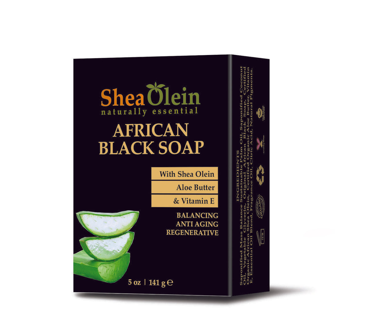 African Black Soap with Shea Olein, Aloe Butter &amp; Vitamin E 5oz
