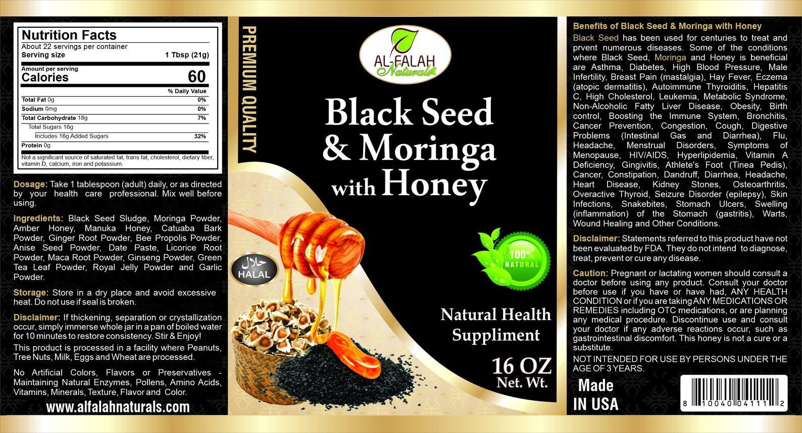 Black Seed & Moringa with Honey 16oz