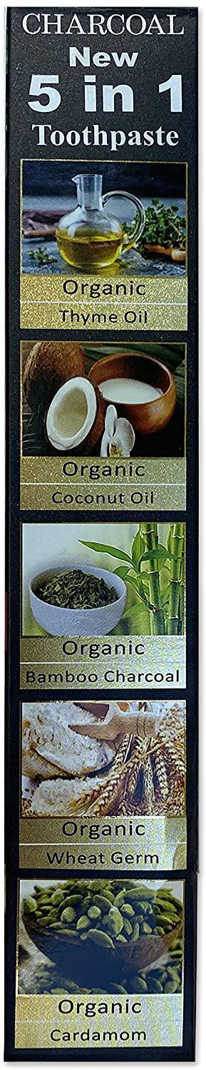 Essential&#39;s Blessing Natural Bamboo Activated Charcoal 5 in 1 Organic Toothpaste 6.5oz